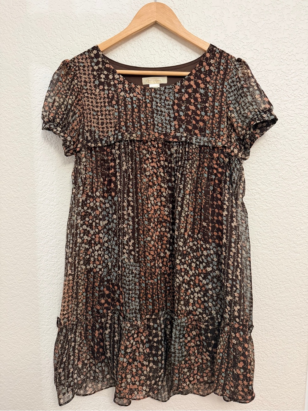 Pretty Good Brown Floral Pleated Mini Dress